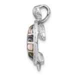 Sterling Silver Rhodium-plated Abalone Textured Turtle Slide - Image 2