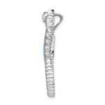 Sterling Silver Rhodium-plated Polished Created Opal and CZ Seahorse Chain Slide - Image 2