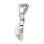 Sterling Silver Rhodium-plated Created Opal Heart Chain Slide - Image 2