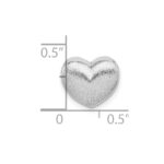 Sterling Silver Rhodium-plated Scratch Finish Heart Chain Slide - Image 4