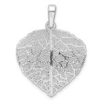 Sterling Silver Rhodium-plated Polished & D/C Small Leaf Pendant - Image 4