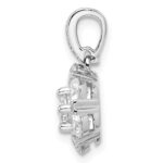 Sterling Silver Polished Rhodium-plated CZ Flower Pendant - Image 2