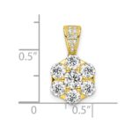 Sterling Silver Polished Gold-tone CZ Flower Pendant - Image 3