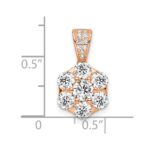 Sterling Silver Polished Rose-tone CZ Flower Pendant - Image 3