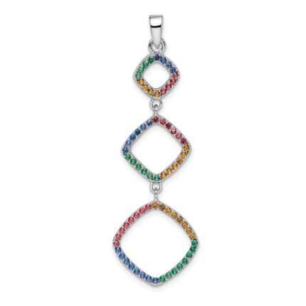 Sterling Silver Rhodium-plated Multi-color Nano Crystal Pendant