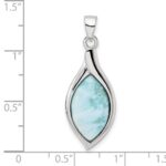 Sterling Silver Rhodium-plated Polished Larimar Pendant - Image 3