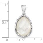 Sterling Silver Rhodium-plated Glass Teardrop Pendant - Image 3