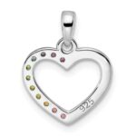 Sterling Silver Rhodium-plated Nano Crystal Heart Pendant - Image 4
