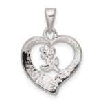 Sterling Silver Love Heart w/Flower Pendant - Image 4