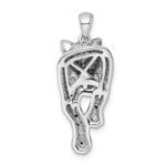 Sterling Silver Blk/White Rhodium-plated Polished CZ Cheetah Pendant - Image 4