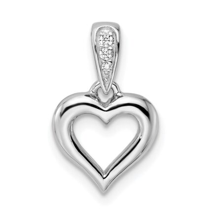Sterling Silver RH CZ Heart Dangle Pendant