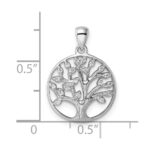 Sterling Silver Rhodium-plated Polished CZ Tree of Life Pendant - Image 3