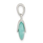 Sterling Silver Polished Circle Imitation Turquoise Pendant - Image 2