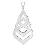 Sterling Silver Rhod. Polished Grooved Fancy Drop Pendant - Image 4