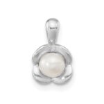 Sterling Silver Rh-plated FWC Pearl Polished Flower Pendant