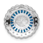 Sterling Silver Rhodium-plated Polished Blue & White CZ Round Chain Slide - Image 4