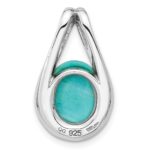 Sterling Silver Rh-plated Polished Chinese Turquoise Oval Pendant - Image 4