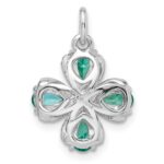 Sterling Silver Rhodium plated Teal & White CZ Pendant - Image 4