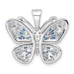 Sterling Silver Rhodium-plated Polished Blue & White CZ Butterfly Pendant - Image 4
