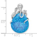 Sterling Silver Rhodium-plated Polished Blue Created Opal Octopus Chain Slide - Image 3