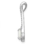 Sterling Silver Rhodium-plated Polished White Opal & CZ Halo Pendant - Image 2