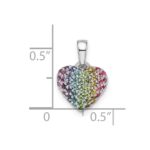 Sterling Silver Rhodium-plated Rainbow Nano Crystal Heart Pendant - Image 3