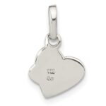 Sterling Silver Rhodium-plated Pink Enamel CZ Double Heart Pendant - Image 4