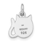 Sterling Silver Rhodium-plated Polished & Brushed Cat Children's Pendant - Image 4