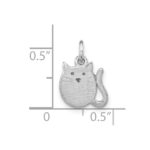 Sterling Silver Rhodium-plated Polished & Brushed Cat Children's Pendant - Image 3