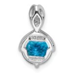 Sterling Silver Rhodium-plated Circle Swiss Blue Topaz/White Topaz Pendant - Image 4