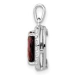 Sterling Silver RH-plated Oval 2.04t.w. Garnet/White Topaz Pendant - Image 2