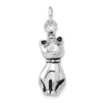 Sterling Silver Rhodium-plated Enamel Cat Ash Holder Pendant
