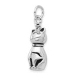 Sterling Silver Rhodium-plated Enamel Cat Ash Holder Pendant - Image 4
