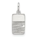 Sterling Silver E-coated Textured Rectangle Charm