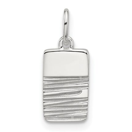 Sterling Silver E-coated Textured Rectangle Charm