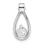 Sterling Silver Rhodium-plated with CZ Teardrop Shape Chain Slide - Image 3