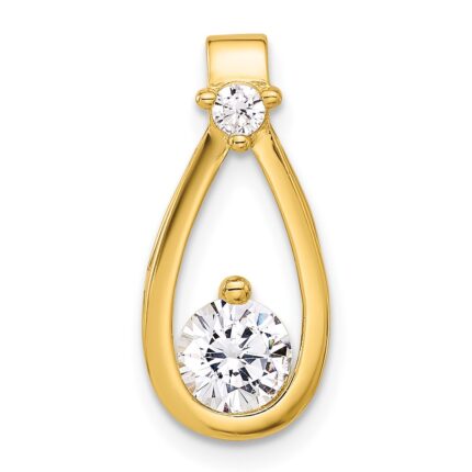 Sterling Silver Gold-tone with CZ Teardrop Shape Chain Slide