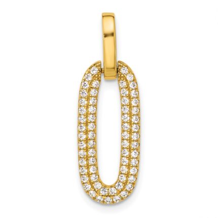 Sterling Silver Gold-tone with Micro Pave CZ Pendant