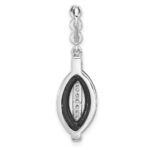 Sterling Silver Rhodium-plated Polished CZ Black Resin Pendant - Image 3