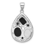 Sterling Silver Rhodium-plated Agate and Howlite Teardrop Pendant - Image 3