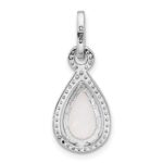 Sterling Silver Rhodium-plated Created Opal and CZ Teardrop Pendant - Image 3
