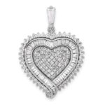 Sterling Silver Rhodium-plated CZ Heart Pendant