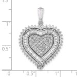 Sterling Silver Rhodium-plated CZ Heart Pendant - Image 4