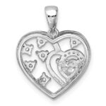 Sterling Silver Rhodium-plated CZ Heart Pendant - Image 3