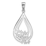 Pure Fire Sterling Silver Rhodium-plated Fancy CZ Drop Pendant - Image 3