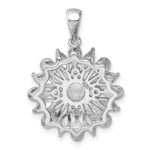 Sterling Silver Rhodium-plated CZ Floral Pendant - Image 3