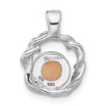 Sterling Silver Rhodium-plated Polished Round Opal Pendant - Image 3