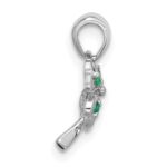 Sterling Silver RH-plated Emerald Four Leaf Clover Pendant - Image 2