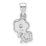 Sterling Silver RH-plated Blue/Pink Enamel & CZ Floral Children's Pendant - Image 3