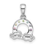 Sterling Silver Rhod-plated Crystal Rainbow & Clouds Children's Pendant - Image 3
